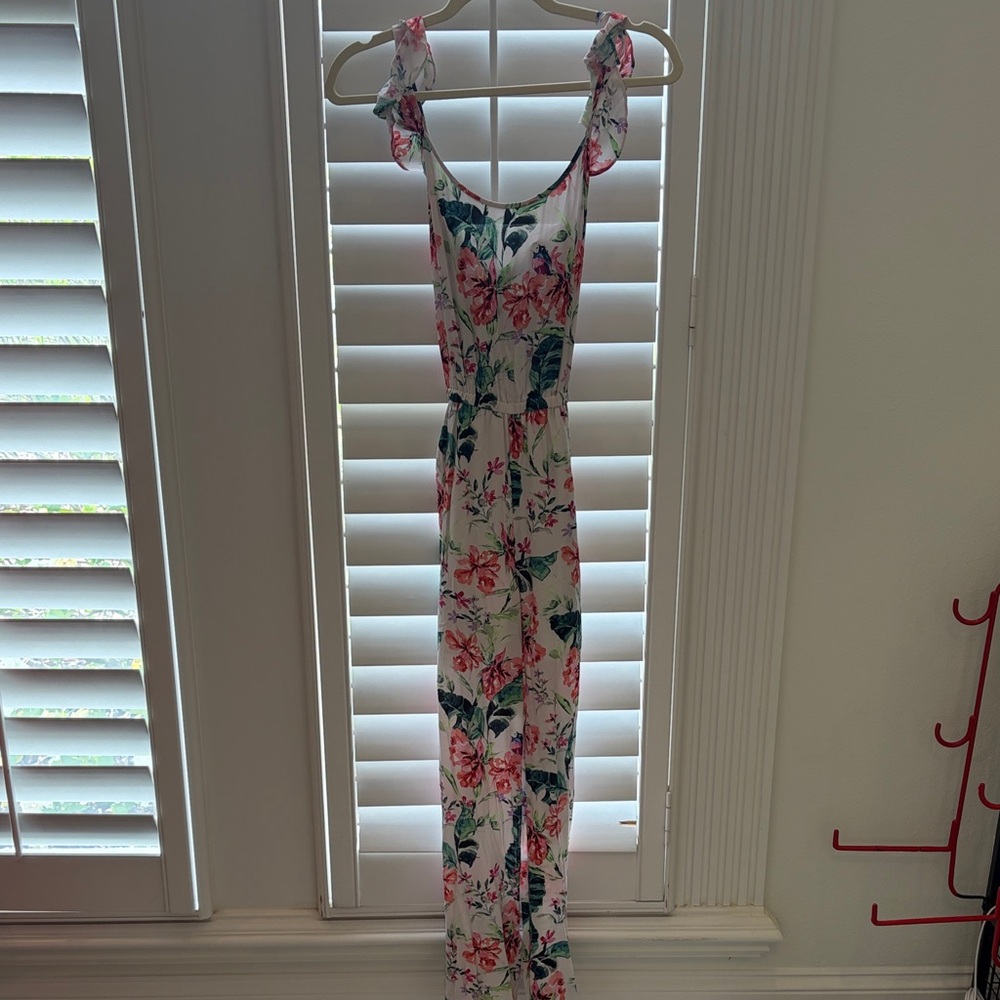 NWT- Sanctuary White Floral Jumpsuit with Pink & Green Prints